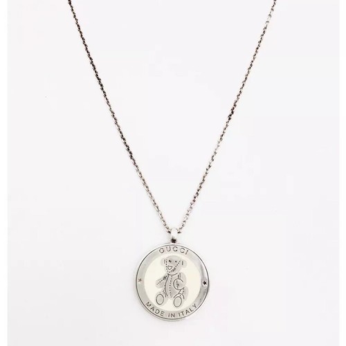 Ciondolo Collana Argento Sterling Orsacchiotto Orsacchiotto Rotondo Bianco Gucci con Custodia H4
