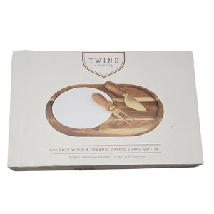 Twine Living Co. Gourmet Wood & Ceramic Cheese Board Gift Set New - Picture 1 of 5