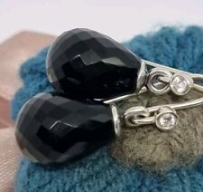 Genuine Pandora Black Faceted Glass Dangle Compose Earrings 💕 S925 ALE 