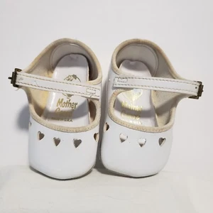 Vtg Mother Goose White Patent Leather Mary Jane Baby Child Doll Shoes Soft Sole - Picture 1 of 12