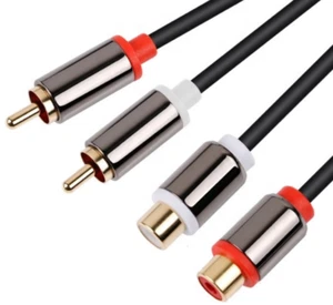 1M 2M 3M LONG Twin Phono EXTENSION Cable Lead RCA Male To Female Plug To Socket - Picture 1 of 1