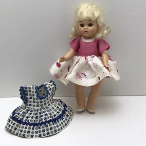 Vintage Doll Molded Lashes Painted Shoes Blonde Hair Green Eyes Hard Plastic - Picture 1 of 11