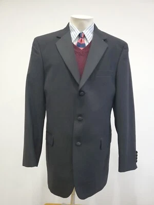 JOS A BANK Men Tuxedo Jacket 42L Black 3 Button Smoking Wool - Image 1 of 4