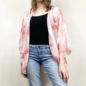 Neu mit Etikett Boutique Kimono-Strickjacke rot & weiß gefärbt Größe S/M - Bild 1 von 5