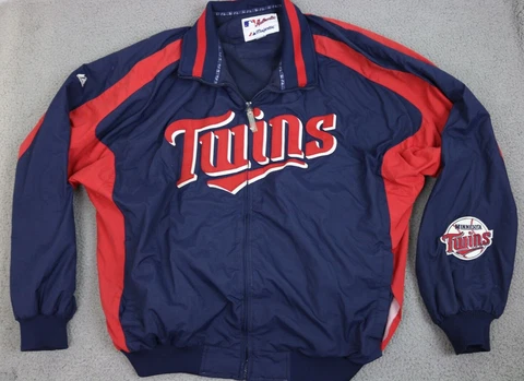 Vintage Majestic Minnesota Twins MLB Baseball Satin Jacket Mens 2XL Dugout* Cover