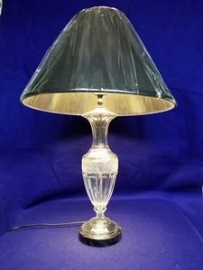 Early crystal vase made into a table lamp with new shade. - Picture 1 of 6