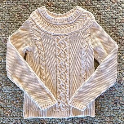 Suéter Yugo con Lentejuelas Gap Kids Talla 8 M Niña Crema Cable Foto 1 de 4