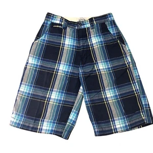 One Tough Brand Boys Shorts 16 Blue Multi Plaid Casual Bermuda Pockets OTB - Picture 1 of 8