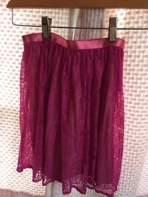 Niñas Magenta Rosa Transparente Encaje Forrado con Primavera Falda Ropa Americana Talla 10    Foto 1 de 4