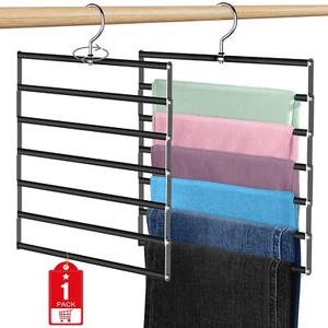 1 Pack Portable Foldable Pants Hangers Space Saving Travel Hangers Multiple Meta - Picture 1 of 7