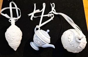 Set 3 Wedgwood Weihnachtsschmuck Schneeflocke Bone China + Teekanne Jasperware - Bild 1 von 14