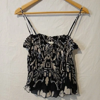 Blusa Top H&M Negra/Blanca Talla Mediana Correa Espagueti Ligera Foto 1 de 4