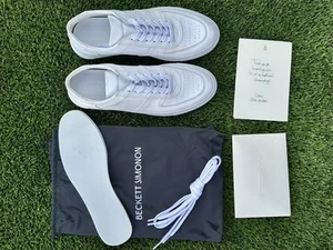 Size 9.5 - Beckett Simonon Garcia Handmade Court Sneakers in White Leather New - Picture 1 of 14