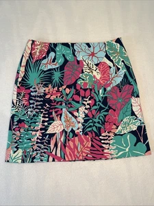 Talbots Womens Skirt Petite 6P Knee Length Lined Floral Leaves Stretch Cotton - Foto 1 di 9