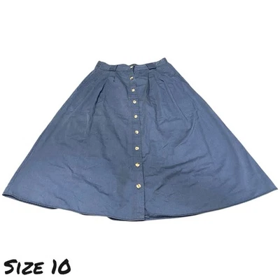 Винтажная женская юбка на пуговицах Cabin Creek 10 цвет синий хлопок скромный миди 90-е США - Изображение 1 из 4