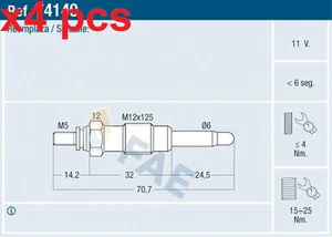X4 PCS FITS ALFA ROMEO 145 1.9 TD GLOW PLUG 74140 FITS FOR FAE - Picture 1 of 4