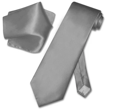 Juego de corbata y pañuelo Biagio SILK sólido color GRIS CARBÓN para hombre Foto 1 de 2