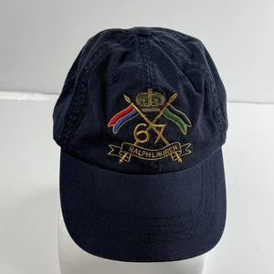 VINTAGE Polo Ralph Lauren Baseball Hat Cap Blue Crown Flag NYC 1967 Leather - Picture 1 of 7