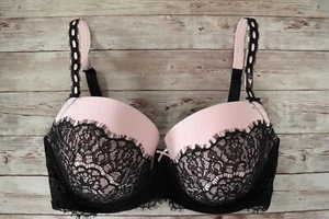 Victoria's Secret 34DDD *DREAM ANGELS* DEMI SUJETADOR FORRADO CON RANURA A CINTA *Negro y Rosa* - Imagen 1 de 6