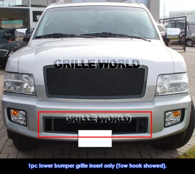 For 04-10 Infiniti QX56 Lower Bumper Black Stainless Mesh Front Grille Insert - Image 1 of 2