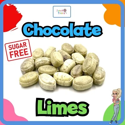 Sugar Free CHOCOLATE LIMES Sweets UK For Diabetics Boiled Pic N Mix 200g - Image 1 of 3