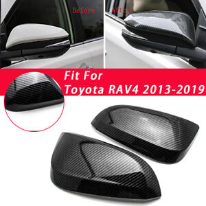 ABS Carbon Fiber New Black Rear View Wing Mirror Cover Cap For Toyota RAV4 13-19