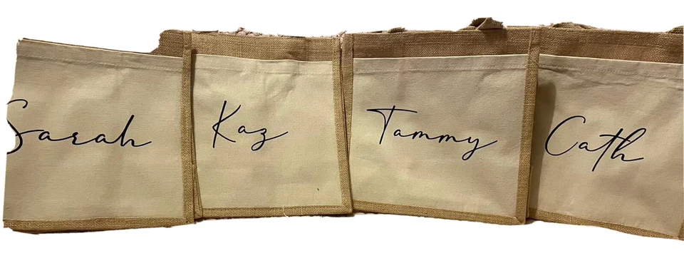 Personalised Lunch Bag, Custom Name Heart, Bag For Women, Jute Bag, Lunch, Work - Image 1 of 1