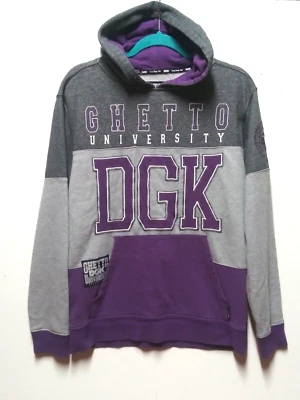 DGK dirty ghetto kids varsity hoodie Mens M color-block gray purple terry lined - Image 1 of 4