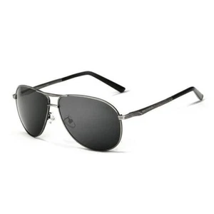 Occhiali da sole lenti polarizzate black UV400 montatura metallo grigio fucile - Foto 1 di 3