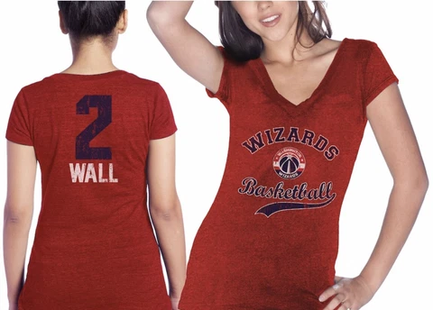 NEW Majestic Threads Tee Women's 2XL Washington Wizards John Wall 2 Red NWT Cover