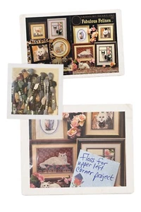 Fabulous Felines Cross Stitch Pattern Aida Cloth & Thread 1993 Vintage CATS CAT - Picture 1 of 5