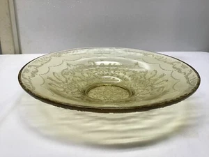 Vintage Yellow Depression Glass Madrid Pattern 11-inch Round Serving Bowl - Picture 1 of 24
