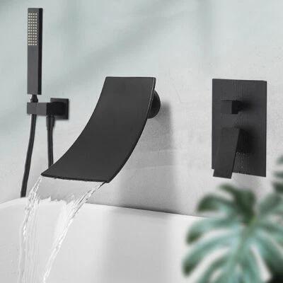 Bath fittings black waterfall shower set shower tap mixer tap de - Image 1 of 4