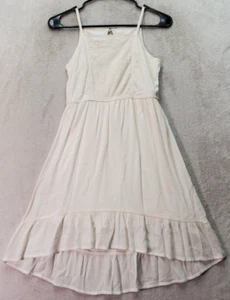 Art Class Dress Girls Large White Floral Rayon Sleeveless Pleated Back Keyhole - Picture 1 of 7