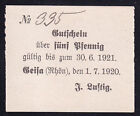 Geisa: 5 Pfennig 1.7.1920 - J. Lustig - KN 335