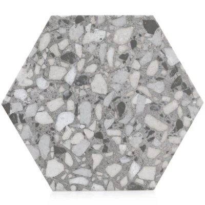 Industry Tile 9x10 Hexagon Terrazzo Gray Porcelain Tile (8.08 sq ft per case) - Image 1 of 4