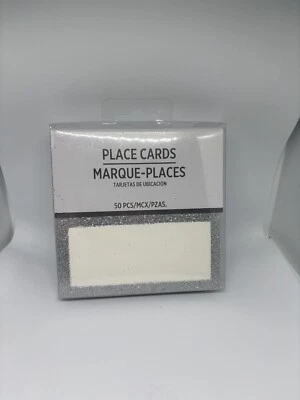 50 Tarjetas Plateadas con Fondo Blanco 1-1/2" Plegadas Amscan NUEVO Foto 1 de 2