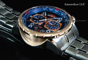 NEW Invicta Men BLUE DIAL Stainless Steel Aviator Tachymeter Chronograph Watch!! - Picture 1 of 9