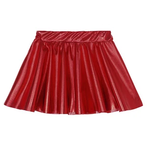 Girls Shiny Metallic Pleated Skirt Skating Hip Hop Elastic Waistband Dance-wear - Picture 1 of 69