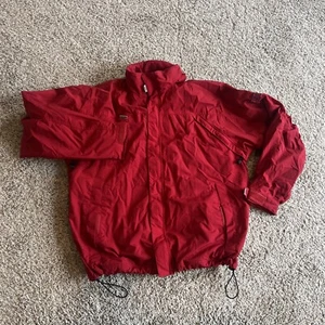 Vintage Chaps by Ralph Lauren Zip Up Windbreaker Jacket Red Nylon Sz Large - Picture 1 of 9