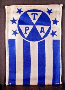 Bandera de seda fraternal de la Asociación Protectora de Viajeros TPA Early stock antiguo sin usar - Imagen 1 de 1