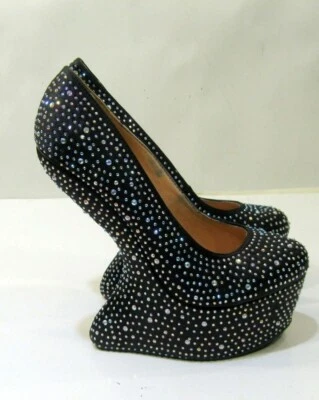 Damas Negro Piedra 6.5" Alto Cuña Tacón 2" Plataforma Punta Redonda Zapatos MUJER TALLA 6.5 Foto 1 de 4