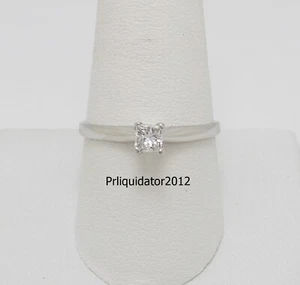 1/3CT Natural Princess Diamond Solitaire Engagement Wedding Ring 14K White Gold - Picture 1 of 12