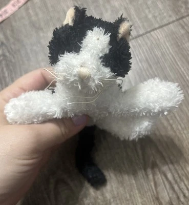 Ganz Soft Spot Sounds Black White Kitty Cat Meow Plush Stuffed Animal WORKS 4.5" - Image 1 of 4