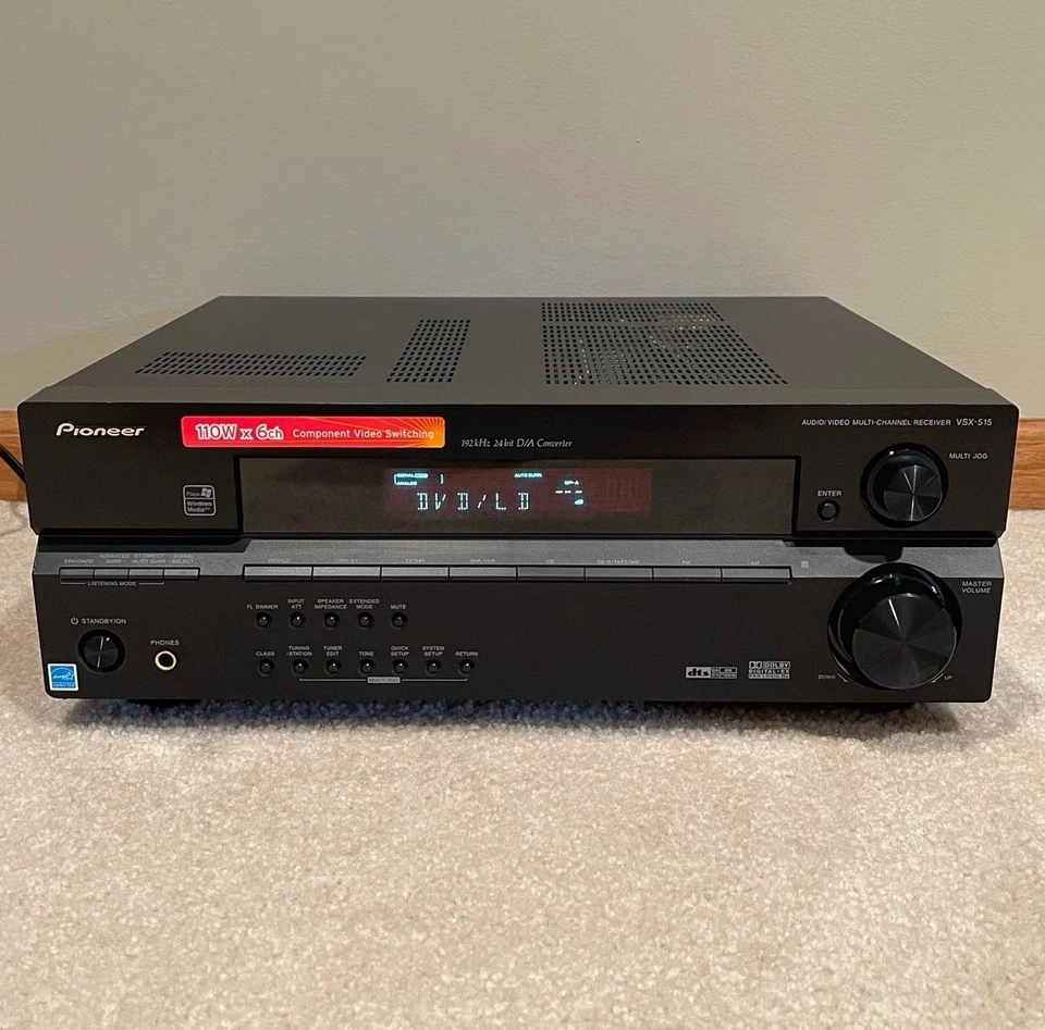Pioneer VSX-515-K 6.1 Ch 660W AV Home Theater Stereo Receiver Amplifier TESTED - Image 1 of 4