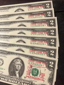 7 Star $2 Notes With Consecutive Serial Nbrs 2017A - Picture 1 of 1
