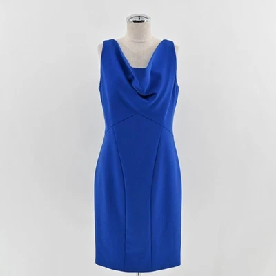 Vestido Vaina THEIA Azul Cuello Capucha Talla 10 Sin Mangas Elastizado Clásico Oficina Foto 1 de 4
