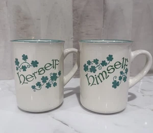 Vintage Irish Coffee Mug Herself Himself Shamrock Design St.Patrick's Day - Picture 1 of 8
