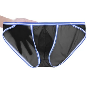 Men's Underwear Briefs Sexy Silk Low Rise Pouch Bikini Black L - Picture 1 of 7