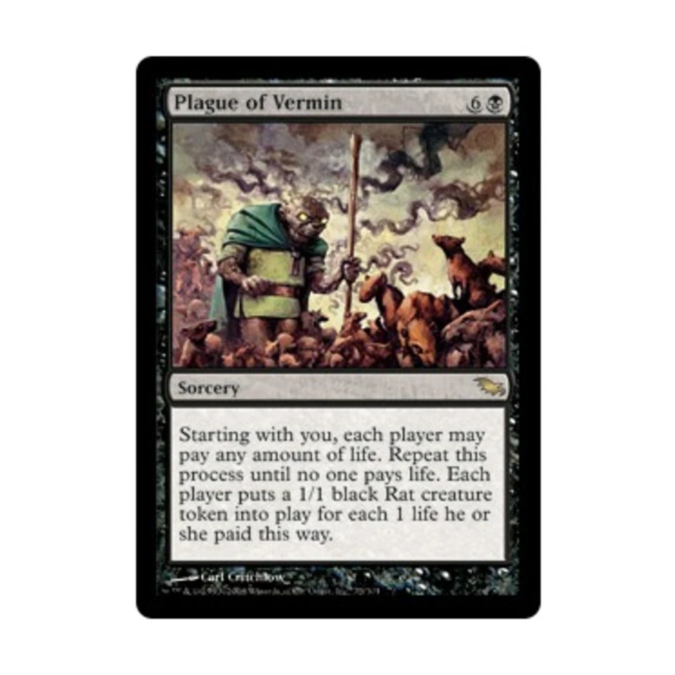 WOTC MtG Shadowmoor Plague of Vermin (R) (Foil) EX - Image 1 of 1